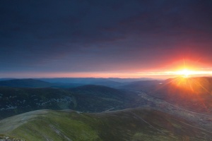 The Cairngorms at sunrise from A'Mharconaich